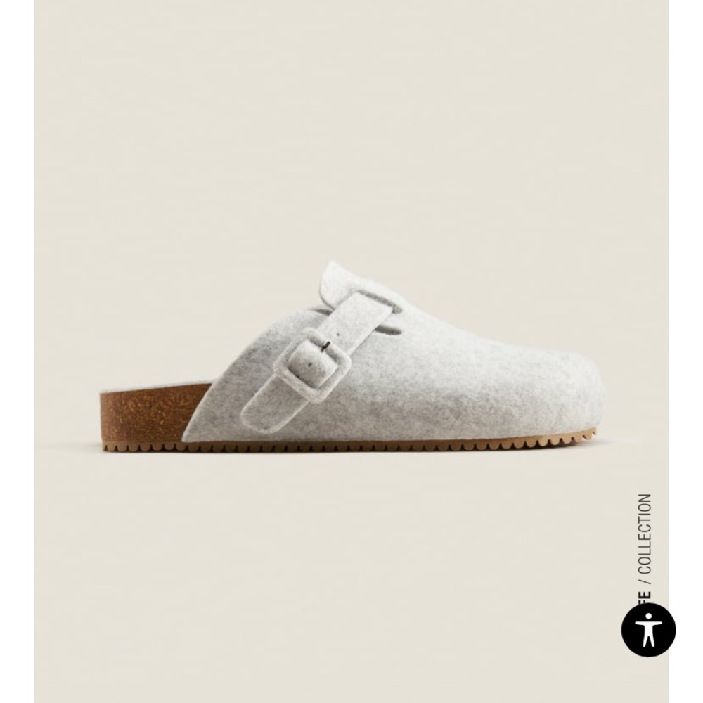 Zara Buckled Felt Mule Clogs
